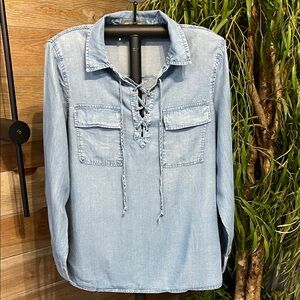 Alexander Jordan long sleeve lace up denim top   L